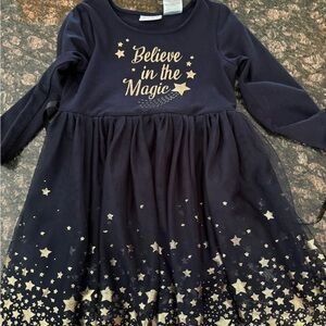 Navy Blue Dress with Gold Star Design